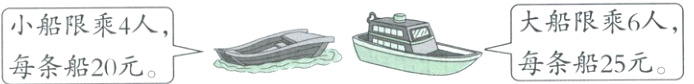 大船限乘6人小船限乘4人每条船25元每条船20元