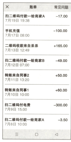 扫二维码付款一给商家A