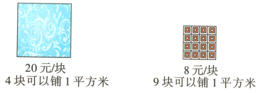 20元/块8元/块4块可以铺1平方米9块可以铺1平方米