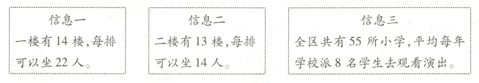 可以坐22人学校派8名学生去观看演出可以坐14人