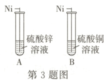 B溶液A溶液第3题图
