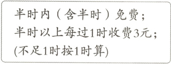 半时以上每过1时收费3元不足1时按1时算