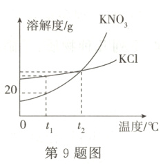 温度/℃tt2第9题图