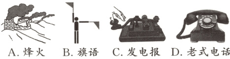 A烽火B旗语C发电报D老式电话