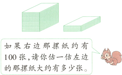 100张请你估一估左边的那纸大约有多少张