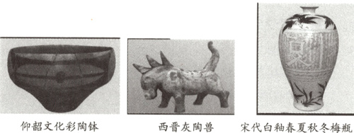 仰韶文化彩陶钵西晋灰陶兽宋代白釉春夏秋冬梅瓶