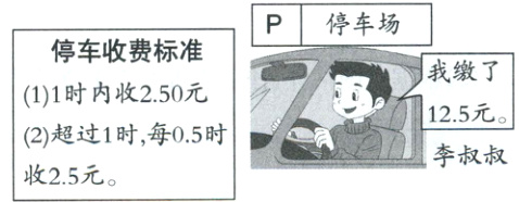 2超过1时每05时李叔叔收25元