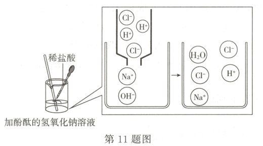 加酚酞的氢氧化钠溶液第11题图