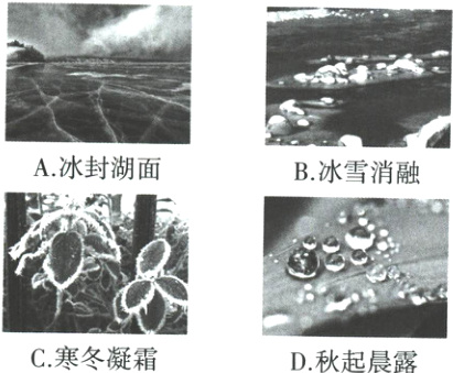 C寒冬凝霜D秋起晨露