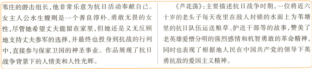 中直接参与保家卫国的神圣事业作品展现了抗日战争背景下的人情美和人性光辉