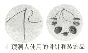 山顶洞人使用的骨针和装饰品