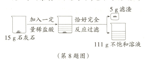 111g不饱和溶液第8题图