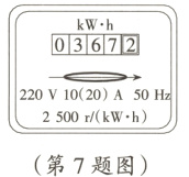 2500r/kWh第7题图