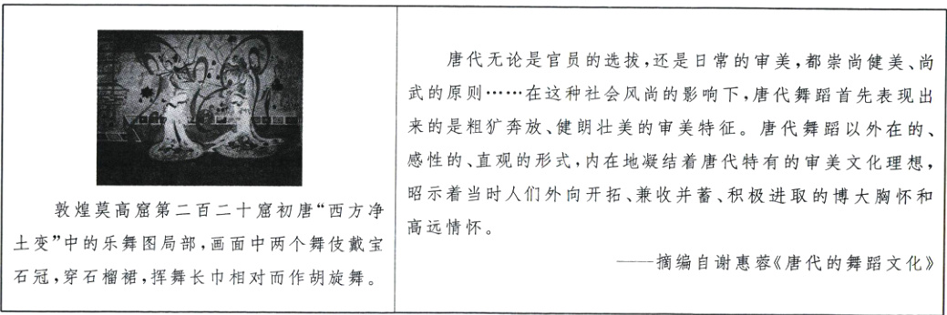 摘编自谢惠蓉唐代的舞蹈文化石冠挥舞长巾相对而作胡旋舞