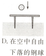 D在空中自由下落的钢球