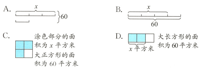 大正方形的面积为60平方米