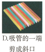 D吸管的一端剪成斜口