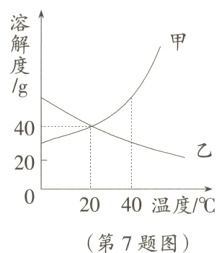2040温度/℃第7题图