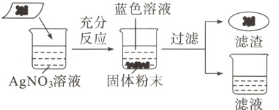 AgNO3溶液固体粉末滤液