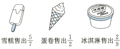 $\frac{2}{9}$$\frac{5}{7}$$\frac{1}{2}$冰淇淋售出雪糕售出蛋卷售出