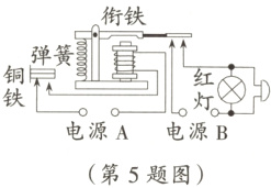 电源A电源B第5题图