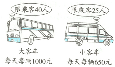 大客车小客车每天每辆1000元每天每辆650元