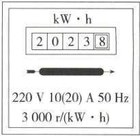 220V 10(20)A 50Hz 3000r/kWh