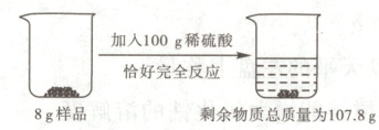8g样品剩余物质总质量为1078g