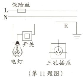 电灯三孔插座第11题图