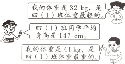 我的体重是41kg是四1班体重最重的
