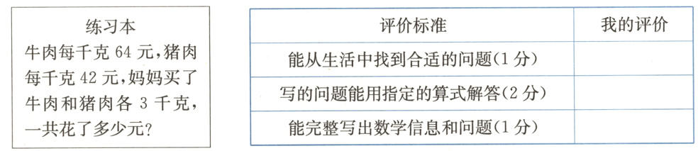 牛肉和猪肉各3千克能完整写出数学信息和问题1分一共花了多少元