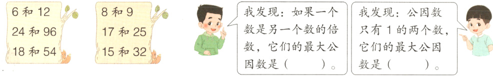 18和54如数它们的最大公它们的最大公因15和32因数是数是