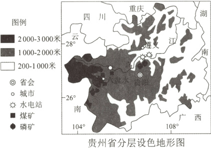 煤矿104贵州省分层设色地形图
