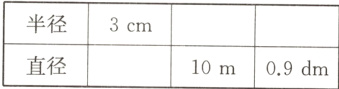 半径3cm直径10m09dm