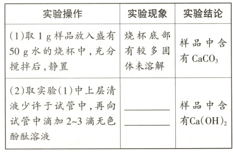 有CaOH2试管中滴加2~3滴无色酚酞溶液