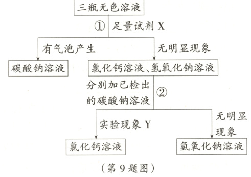 氢氧化钠溶液氯化钙溶液第9题图