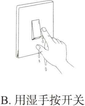 B用湿手按开关