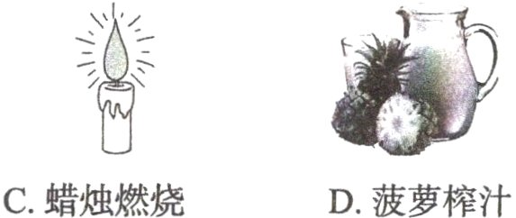 C蜡烛燃烧D菠萝榨汁