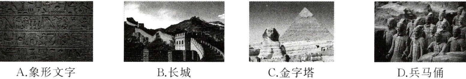 A象形文字B长城C金字塔D兵马俑