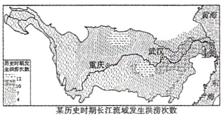 某历史时期长江流城发生洪次