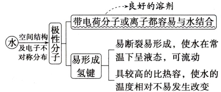 氢键具较高的比热容使水的温度相对不易发生改变