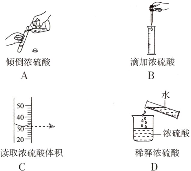 读取浓硫酸体积稀释浓硫酸