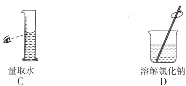 量取水溶解氯化钠