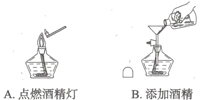 A点燃酒精灯B添加酒精