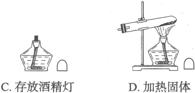 C存放酒精灯D加热固体
