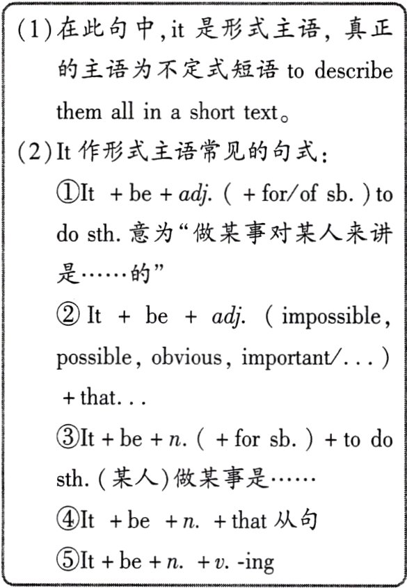 ⑤It+be+n+v−ing