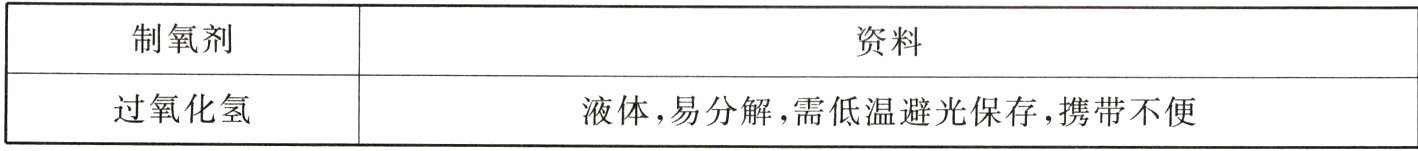 过氧化氢液体 易分解 需低温避光保存 携带不便