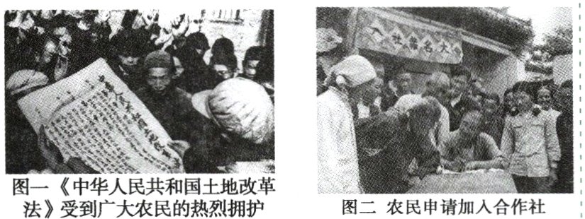 一《中华人民共和国土地改革图二农民申请加入合作社法》受到广大农民的热烈拥护