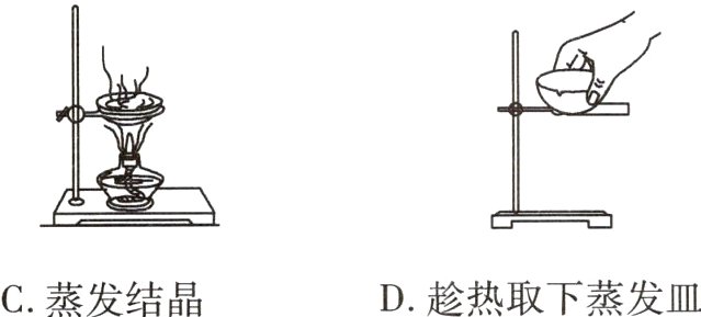 D趁热取下蒸发皿C蒸发结晶