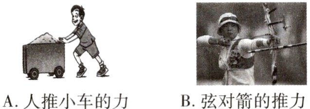 A人推小车的力B弦对箭的推力